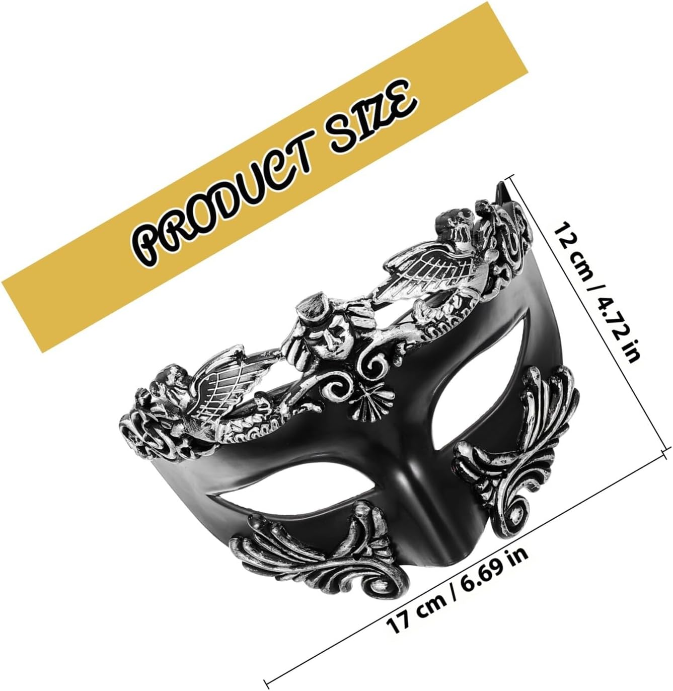 Halloween Warrior Half Face Mask Black Silver Plastic Cosplay Accessory for Men Outdoor Party Costume Egyptian Roman Greek Style