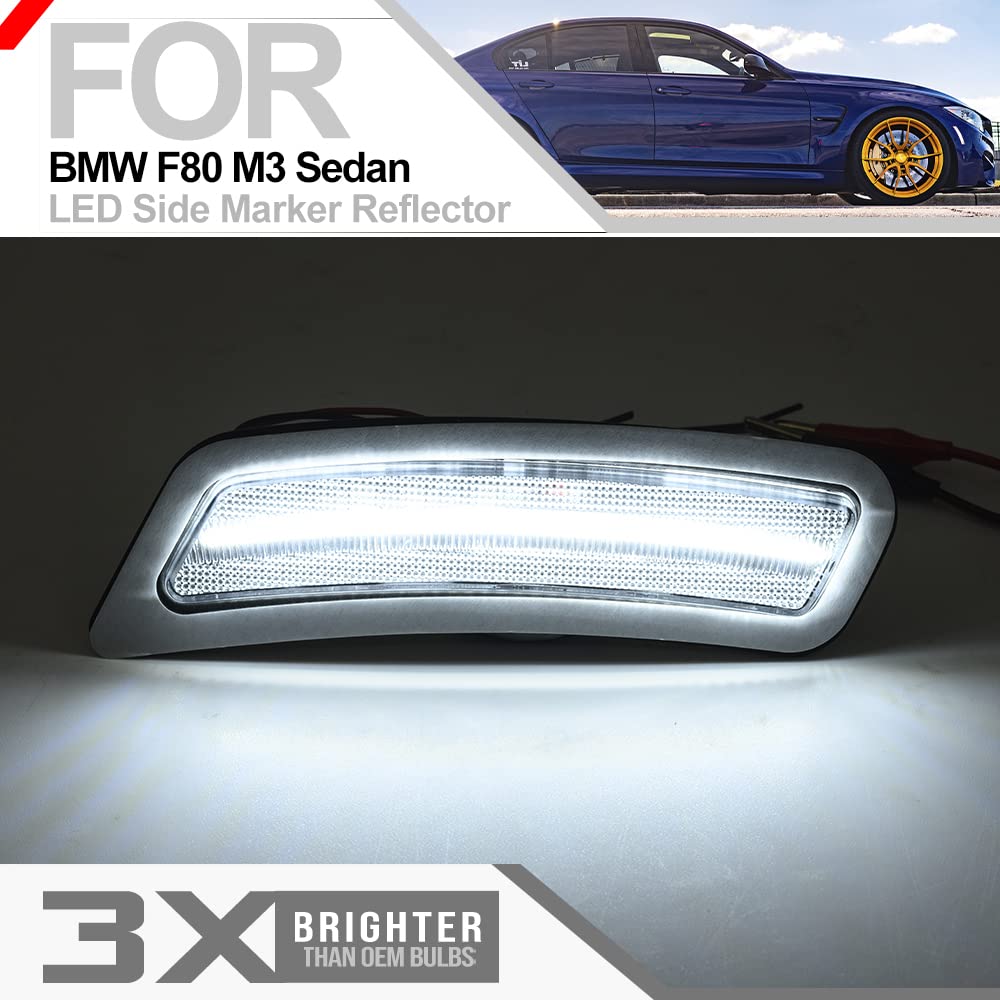 nsautolighting Clear Lens White LED Front Side Marker Reflector