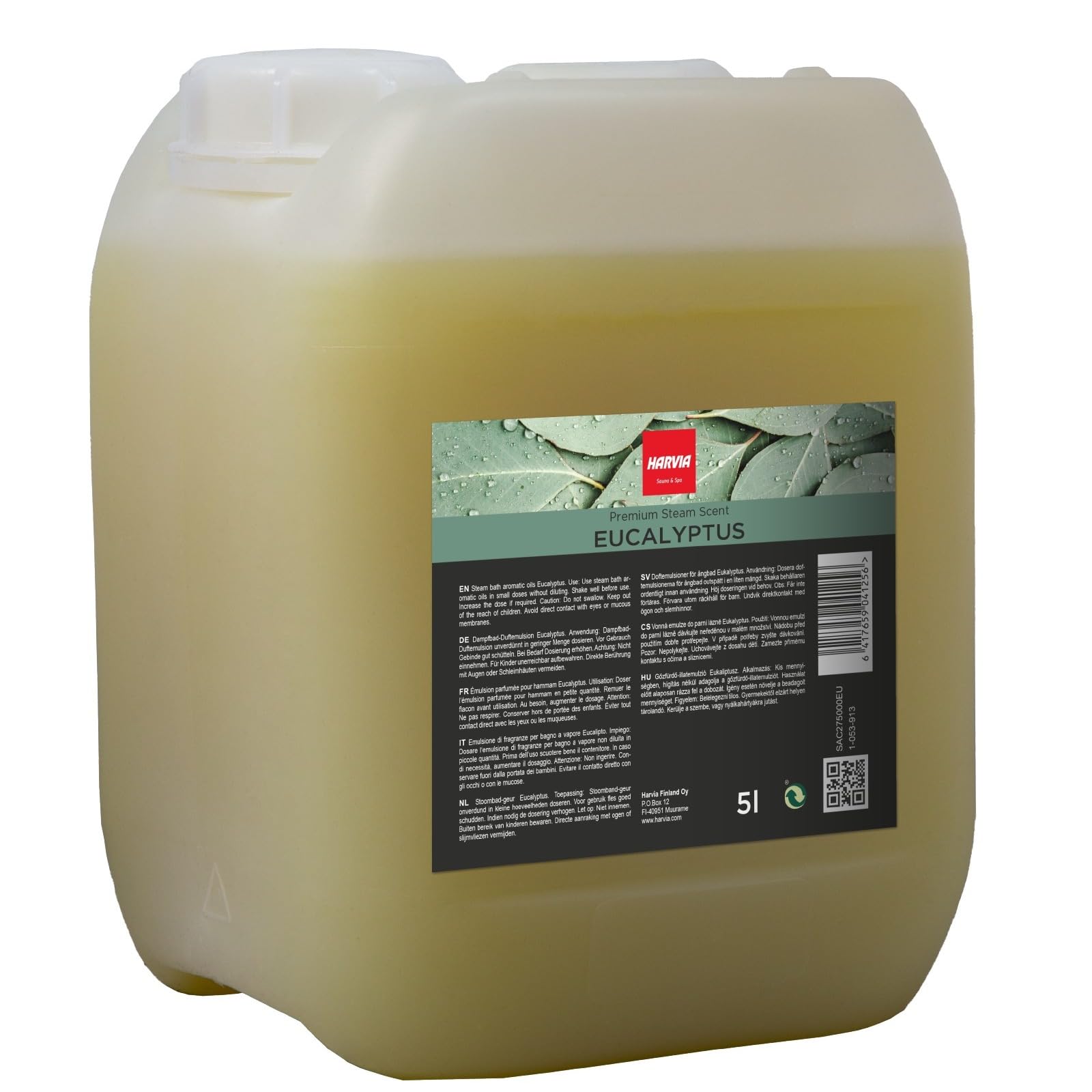 Harvia Dampfbad-Duft Eucalyptus 5 l – Duftemulsion für Dampfbäder, für Dampfgeneratoren mit Duftpumpe