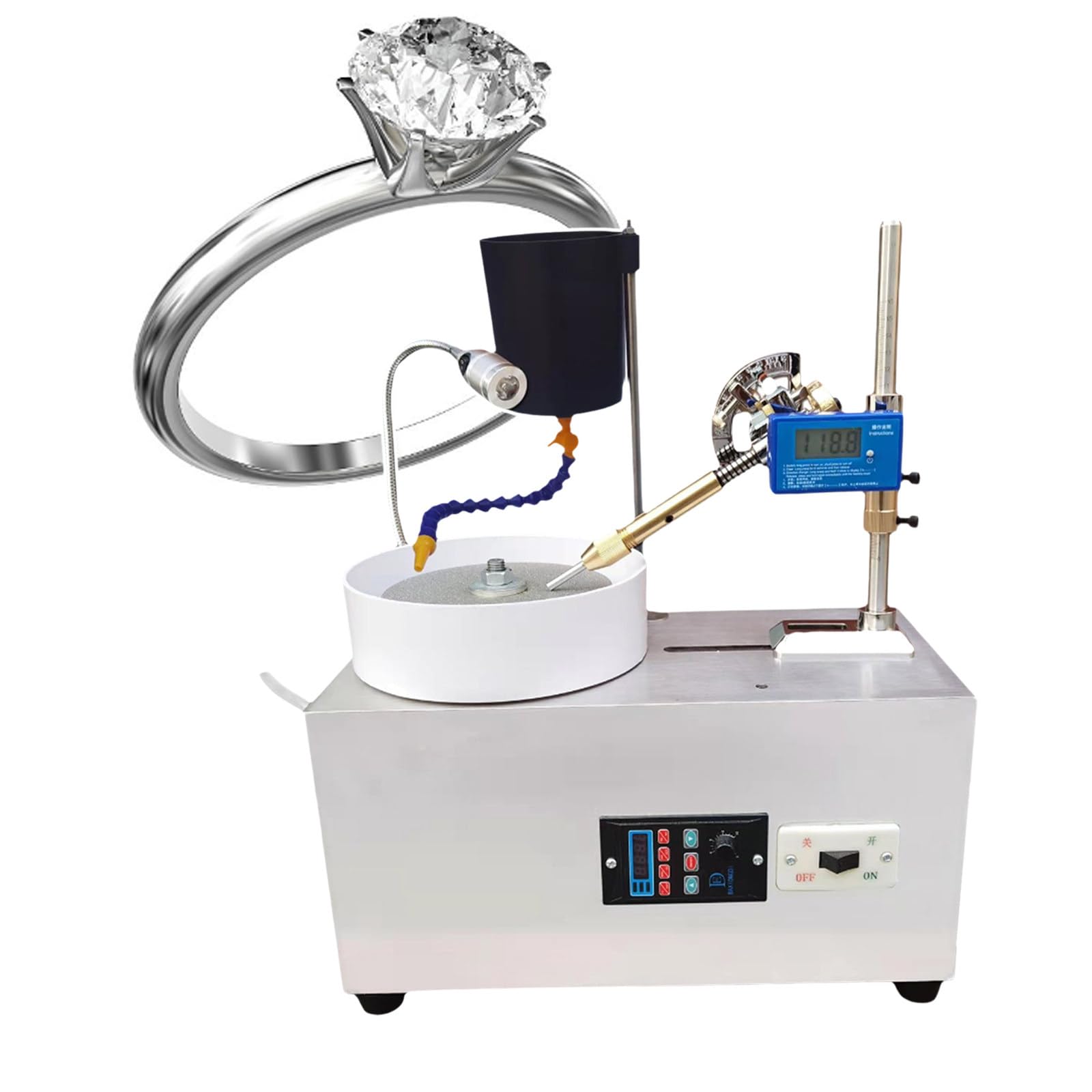 MáQuina Pulidora Y Pulidora De Jade De 180 W, Velocidad De RotacióN Ajustable De 0 A 3000 Rpm, DiáMetro De Muela De 6 Pulgadas, Con Manipulador MecáNico Preciso,220V