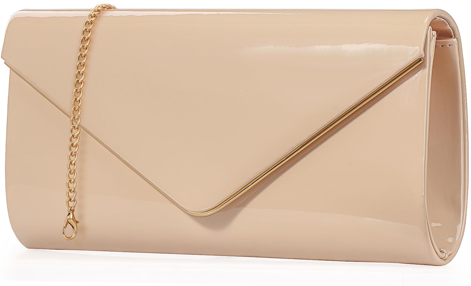 Dexmay Envelope Clutch Purse for Women Shiny Patent Leather Foldover Evening Bag Formal Handbag