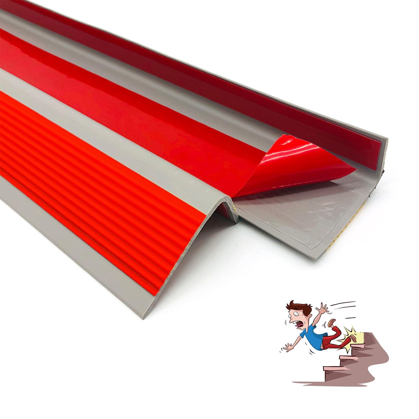 Profilo Angolare In PVC Autoadesiva Protezione Per Bordi Per Scale Per Scale Angolo A Forma Di L Attaccare Profilo Per Gradini In Gomma Strisce Antiscivolo Per Gradini (Color : Red, Size : 393in/10m