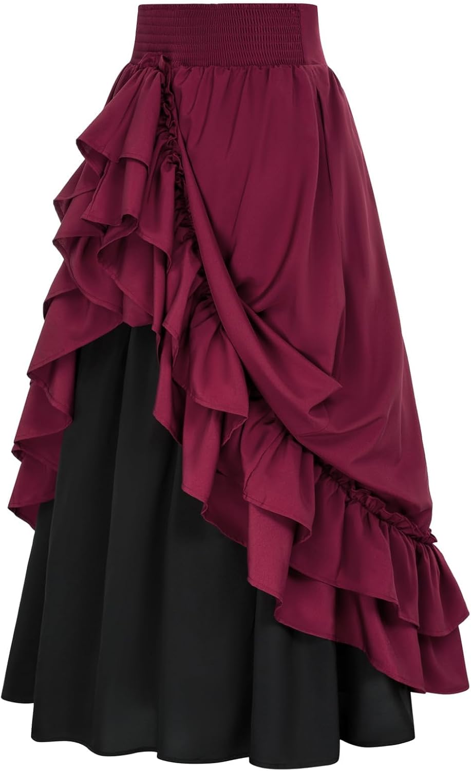 Scarlet Darkness Victorian Maxi Skirt for Women Renaissance Long Double-Layer Ruffle Skirt