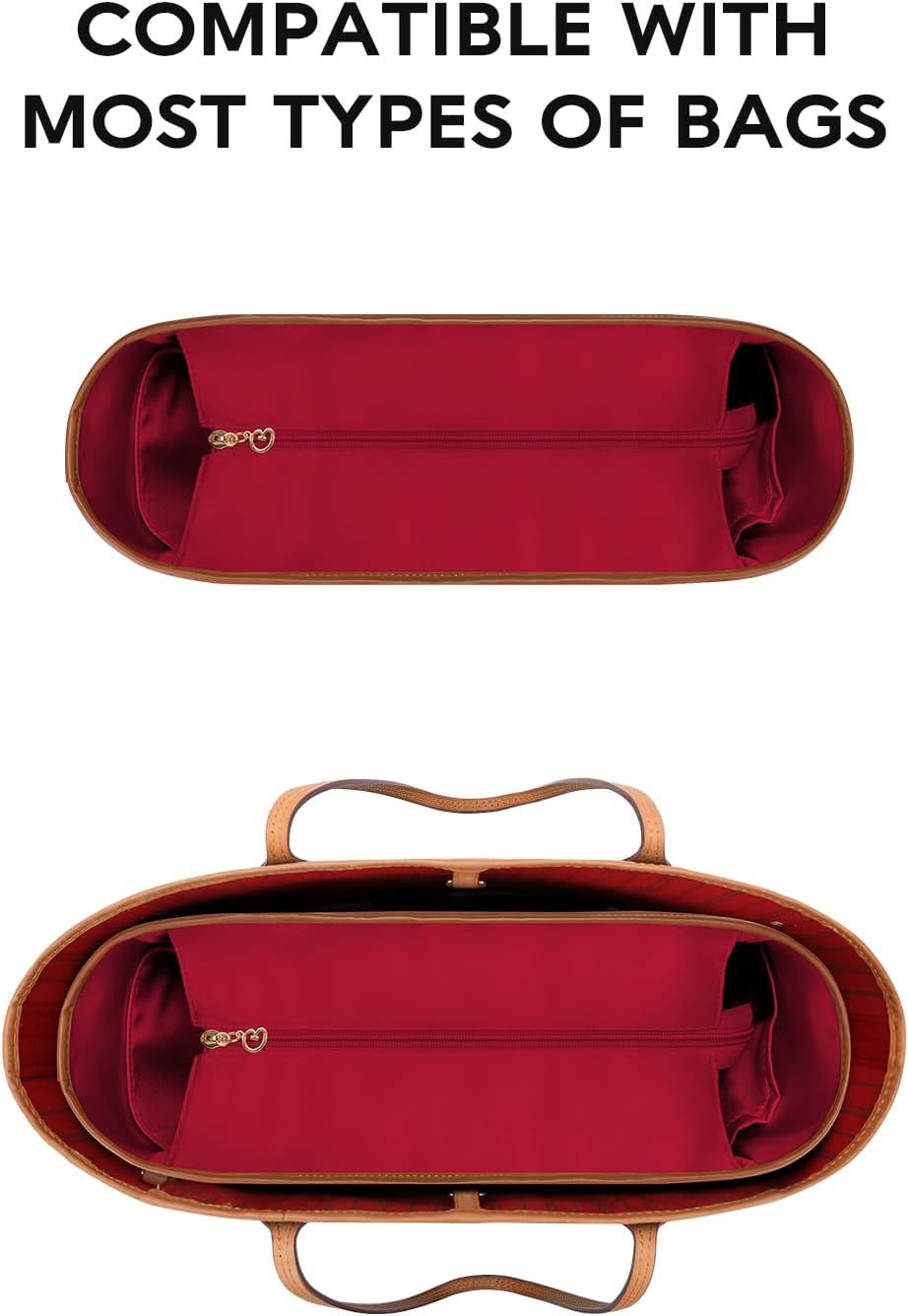 GIVLEFLY Extra Large Purse Organizer Insert for Tote Bag, Lightweight Handbag Organizer with Multiple Pockets, Structured Bag Insert,Red - Image 4