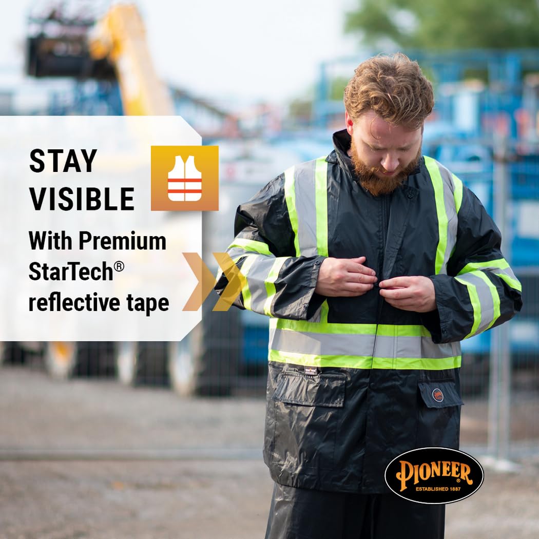 Pioneer Hi Vis Lightweight Waterproof Safety Rain Suit - Reflective Work Rain Gear for Men and Women - Image 3