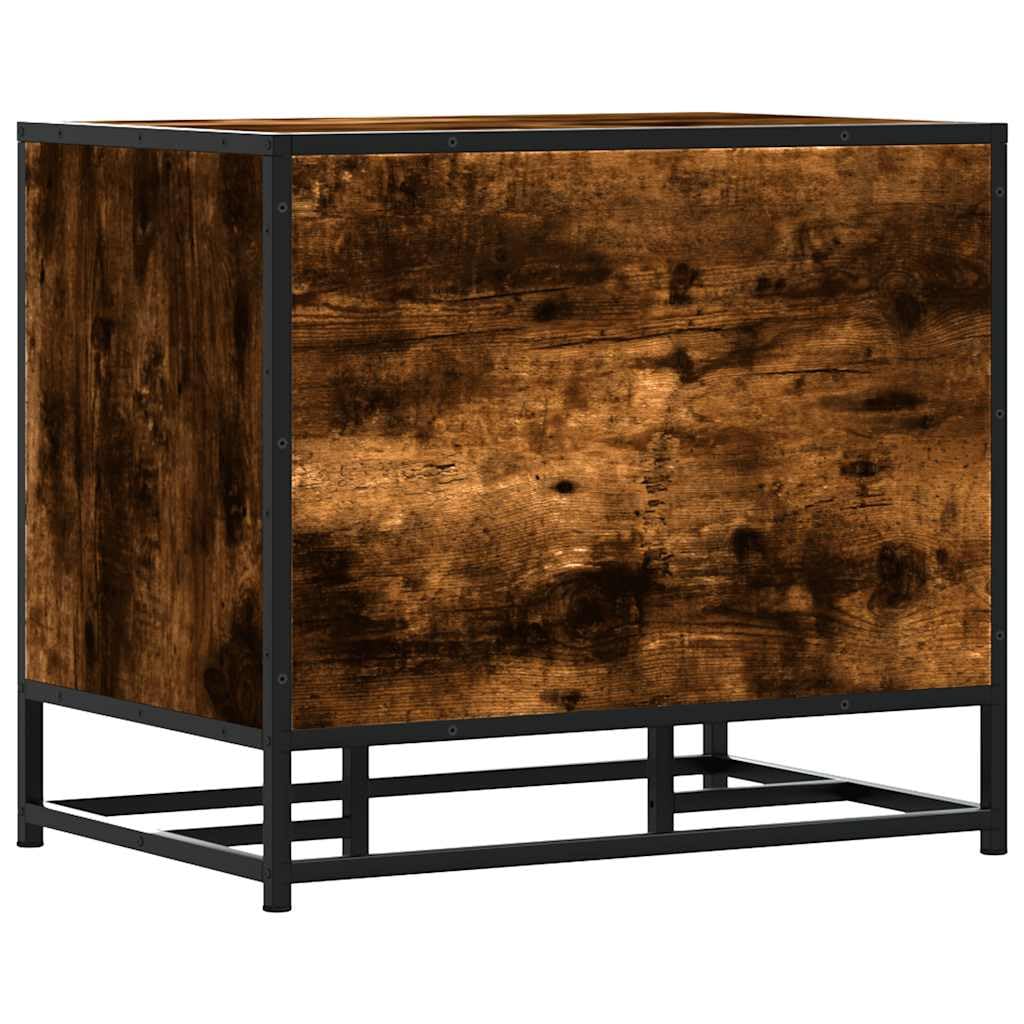 Fengshui Schuhbank Räuchereiche 60x40x53,5 cm Holzwerkstoff Metall | Stabiler Metallrahmen, pflegeleicht, viel Stauraum, mit Wandhalterung