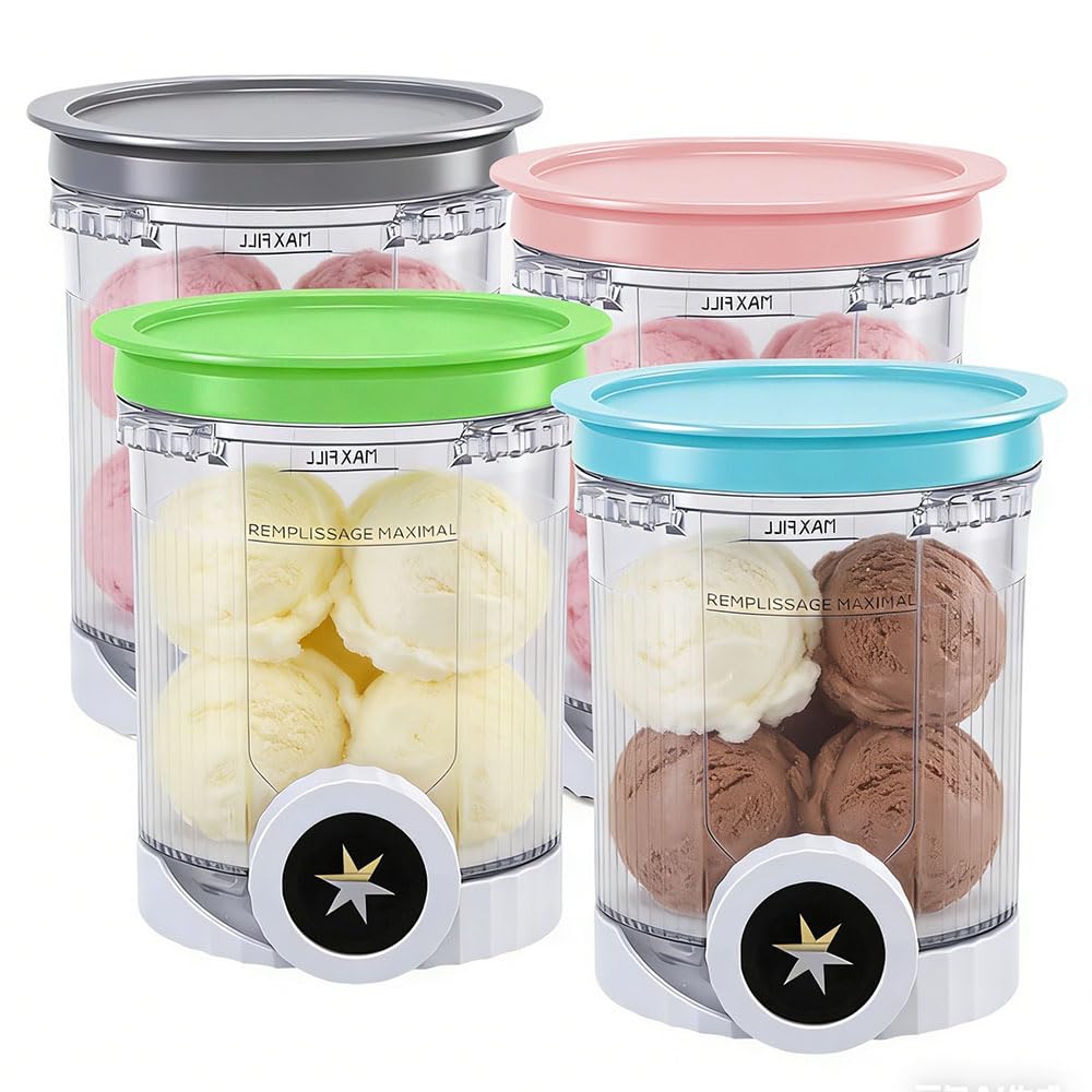 4 Stück Ninja Swirl Creami Behälter, 480 ml Eisbehälter für Ninja Creami NC701 & NC700 Serie Eismaschinen, BPA-frei, Spülmaschinenfest, für Ninja Swirl by Creamy Behälter