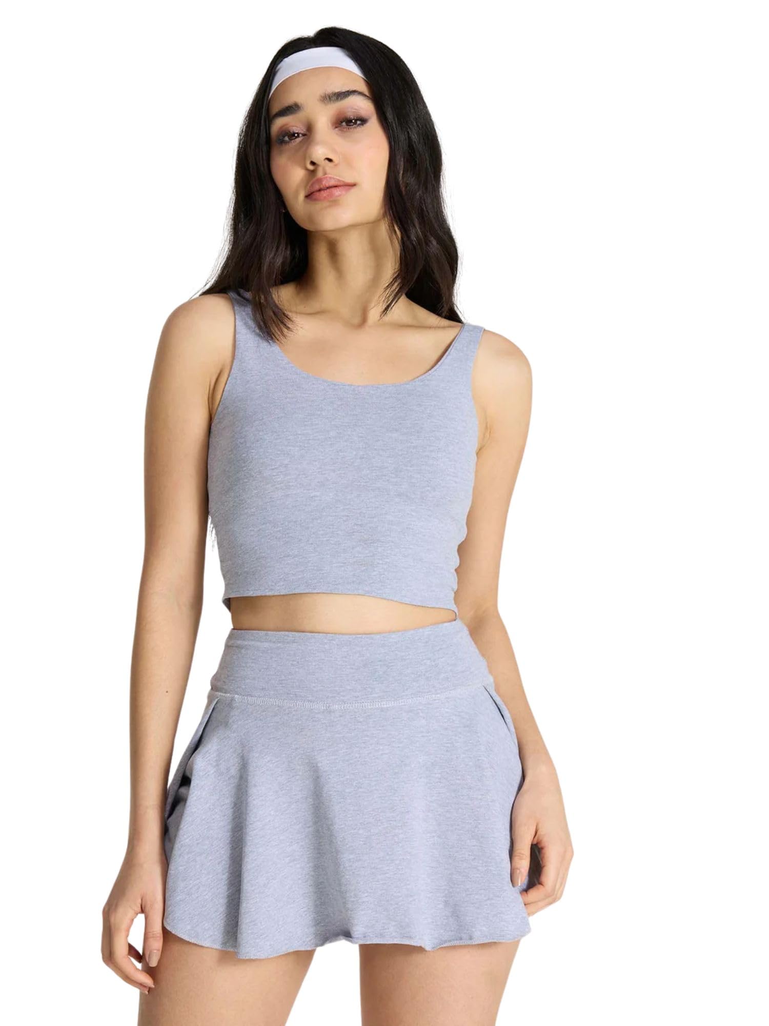 Cotton Scoop Tank for Women with Built-in Bra | Soft Stretch Cotton Crop Tank | Wide Straps | Light Support Activewear & Lounge Top-image-23