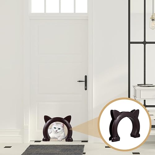 Miniatura 4 de Cat Built-in Interior Access Door for Cats and Dogs Two-Way Portal with Installation Fits Solid Brown Hidden Litter Box