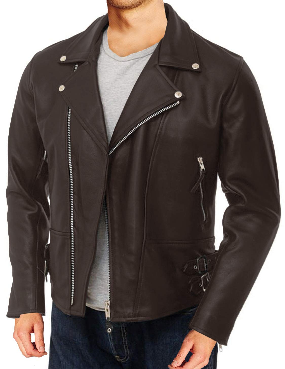 Laverapelle Men's Genuine Lambskin Leather Jacket (Brown, Custom, polyester Lining) - 1501429