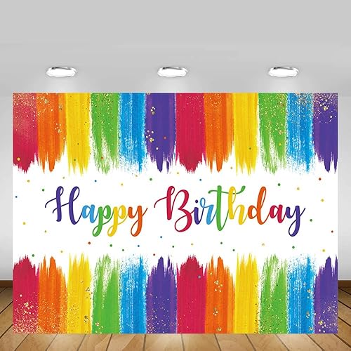 Miniatura 5 de MEHOFOND Fondo para decoración de pared con diseño de arco iris de 10 x 7 pies, para fiestas artísticas, diseño de graffiti colorido, fondo de