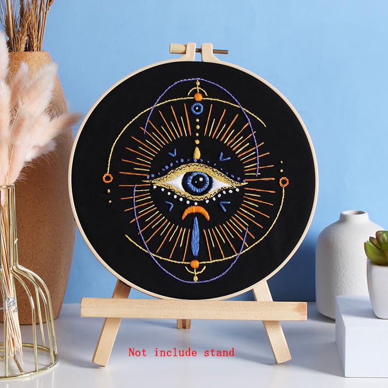 Image of Konrisa 3 Pcs Embroidery Kits with Tarot Cards and Eyes Pattern, Stamped Embroidery Starter Kit for Beginners Adults Needlepoint Kits DIY Sewing Cross Stitch Practice Kit Home Decoration