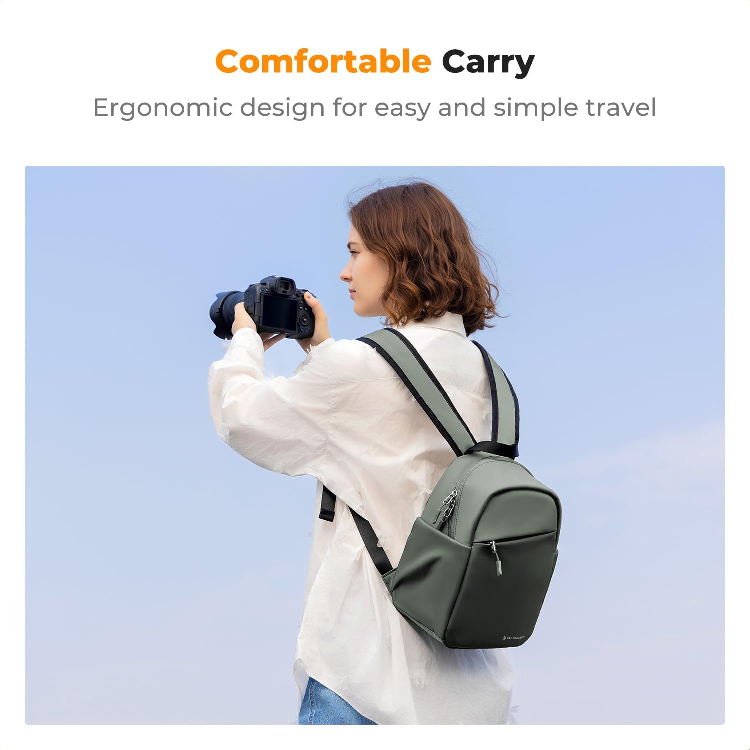 K&F CONCEPT Camera Backpack, Lightweight Camera Bag for Photographers, Portable Photography Bag Compatible with Canon/Nikon/Sony - Green