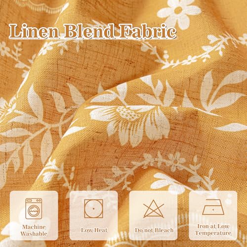 Image of MYSKY HOME Short Tiers Curtains 30 Inch Length Boho Floral Linen Blend