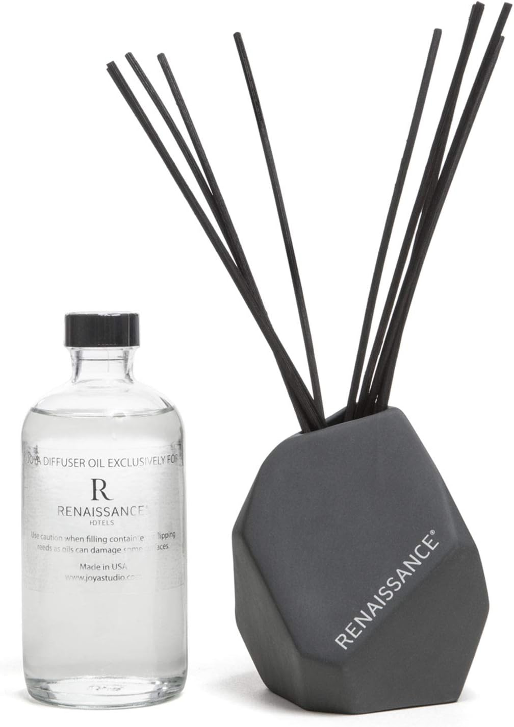 Shiso Tea Reed Diffuser - Aromatherapy Diffuser Crafted by Joya Exclusively for Renaissance Hotels - Signature Shiso Tea Scent - Black Reeds in Ceramic Vessel - 8 oz.