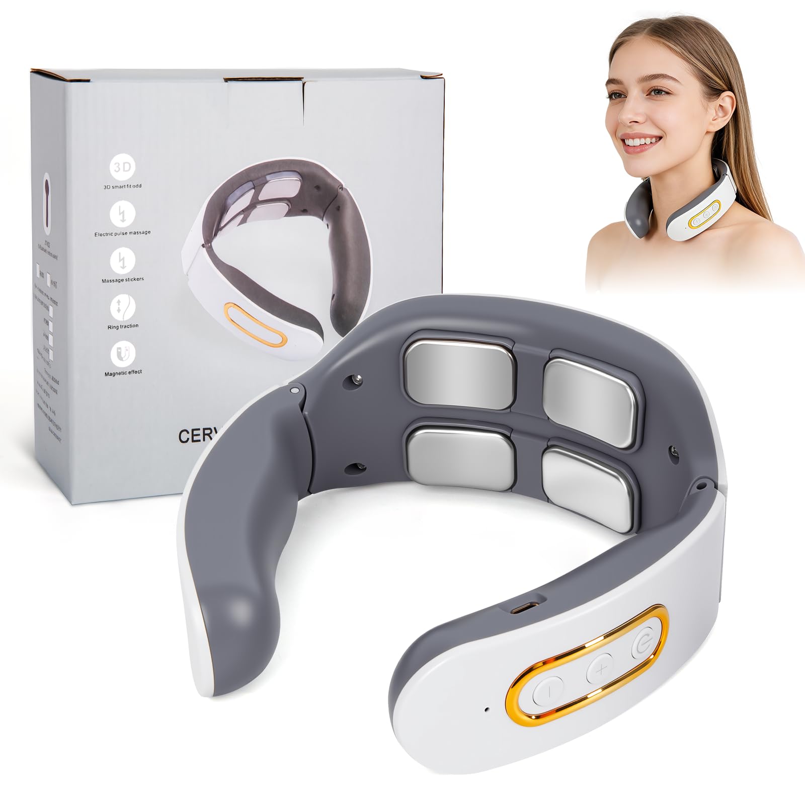 Neurotex Nackenmassagegerät,Mit Stimme,Bio-Neuro-Modulation,11-In-1Nackenlösung,Tragbares Beheiztes Nackenmassagegerät,6 Modi,9 Intensitätsstufen,Elektrisches Nacken Massage für Büro Hause und Reise