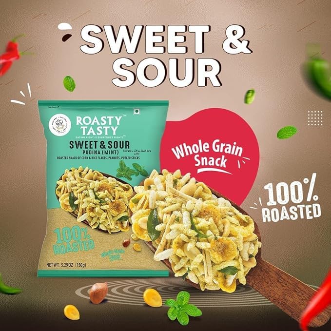 Image of Roasty Tasty Roasted Snacks Millet Namkeen Combo - Palm Oil Free - Trans-Fat-Free Snacks - Non Fried Diet Mixture Items Made With Millets Combo Value Pack - 200G Each X 5 Flavours - 1Kg (Pack of 3)