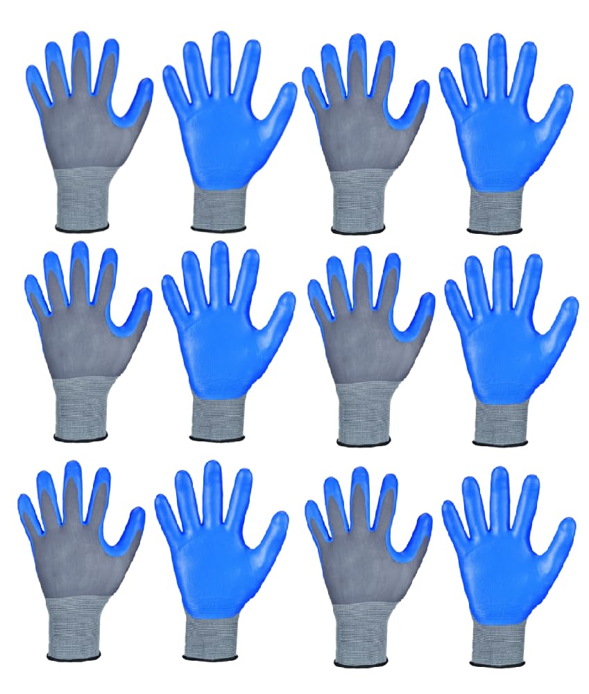 7Shield Multipurpose Nylon Anti Cut PU Nitrile Coating Work Safety Gloves, Hand & Fingers, Gardening, Mechanical, Construction, Agriculture & Automotive – Durable & Comfortable (24 Pairs Blue Grey) (B0C85LP8HJ) Amazon Price History, Amazon Price Tracker