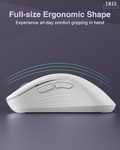 Miniatura 7 de SM66 - Ratón inalámbrico silencioso de modo dual con Bluetooth2.4GHz, ajustable 4200 DPI, mouse inalámbrico recargable para PC, Mac, laptop,