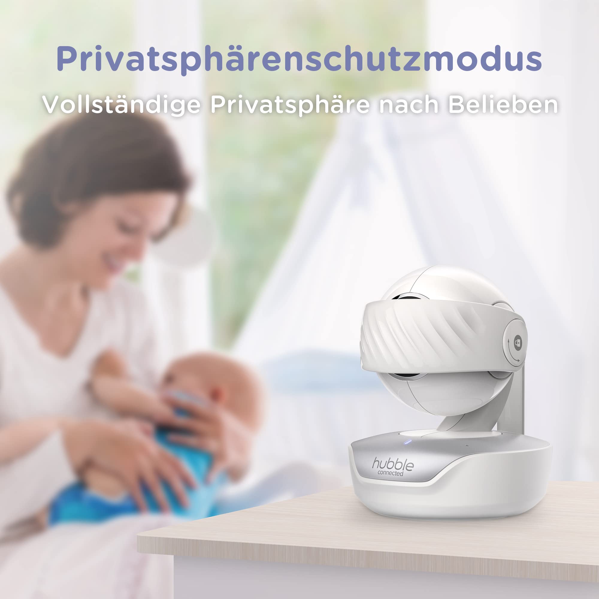 Hubble Connected Nursery Pal Premium Vigilabebes con Camara, Pantalla táctil de 5 pulgadas, modo de privacidad, visión nocturna, sensor de temperatura ambiente y aplicación para teléfono inteligente