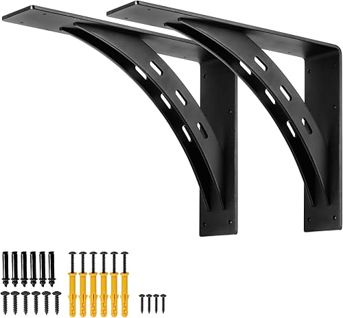 Miniatura 6 de FIRMETAL , Soportes de estante resistentes, carga máxima de 1100 libras, soportes de metal de aleación de alta calidad (juego de 2) soportes de