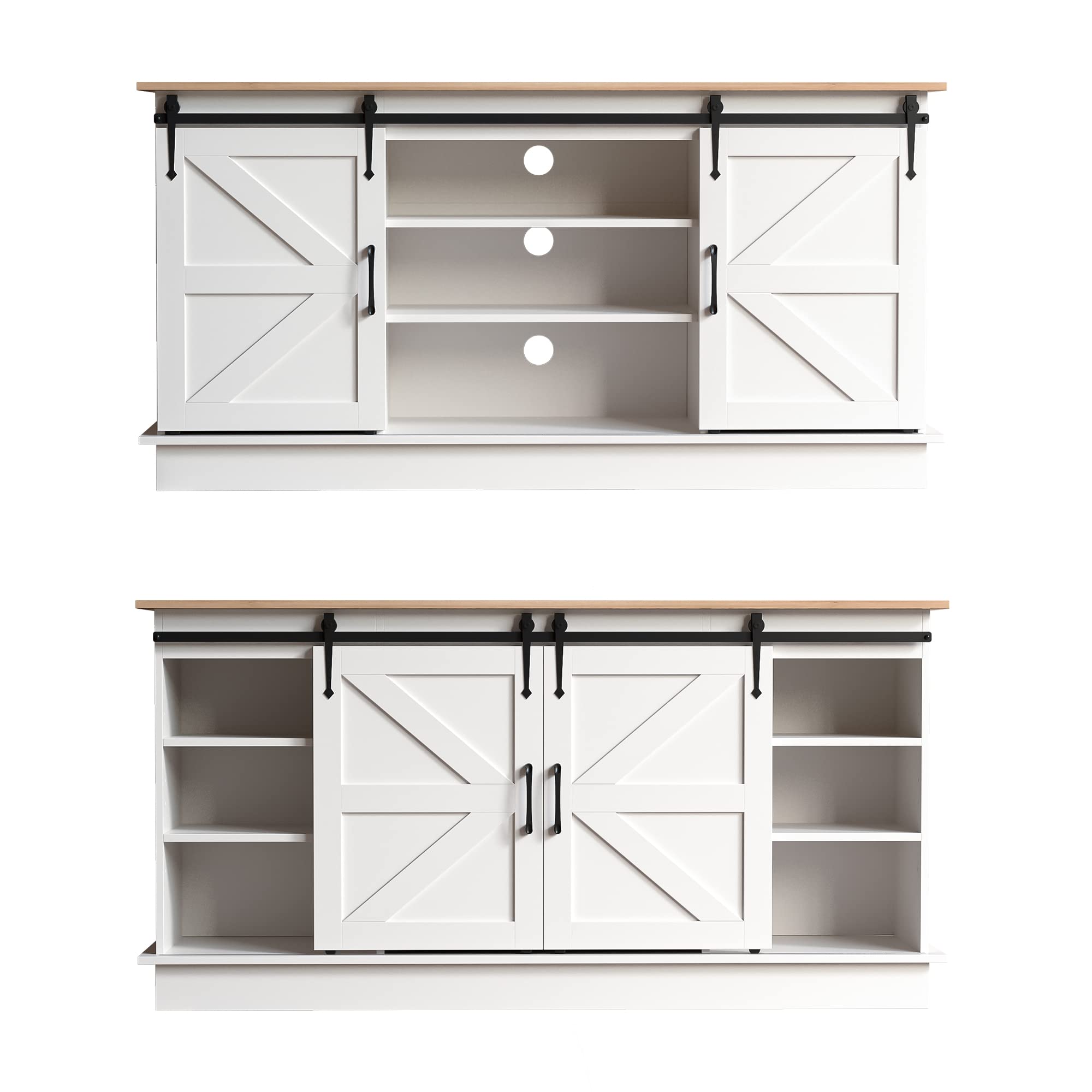 Buy Cozy Castle Farmhouse 70" TV Stand, Sliding Barn Door Entertainment