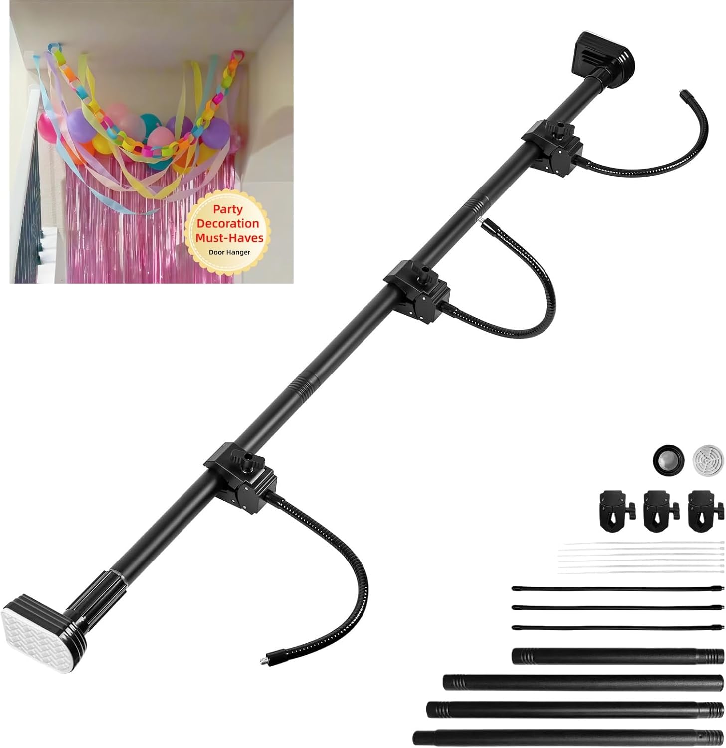 Adjustable Front Door Garland Hanger - Fits 32"-67" Doors, No Screws/Drilling/Glue, Heavy-Duty for Birthday/Party Wreaths & Lights (32-67IN)