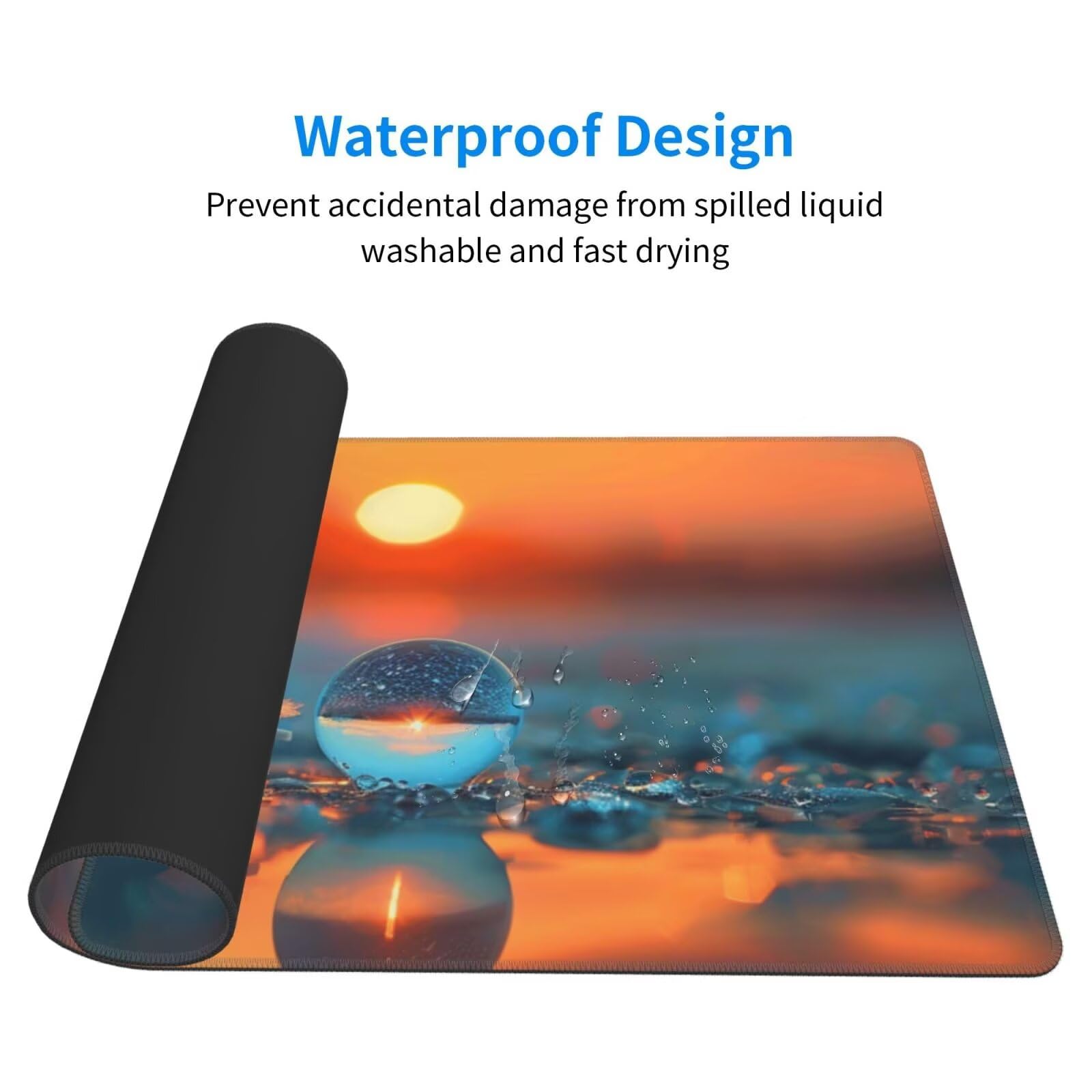 Alfombrilla de Ratón Gaming Grande XXL 1200x600x4mm con Bordes Cosidos, Tela de Micro Tejido, Base de Goma Antideslizante y Mouse Pad, para Teclado Jugadores Escritorio PC, Oficina Sol de Plumas Y6063