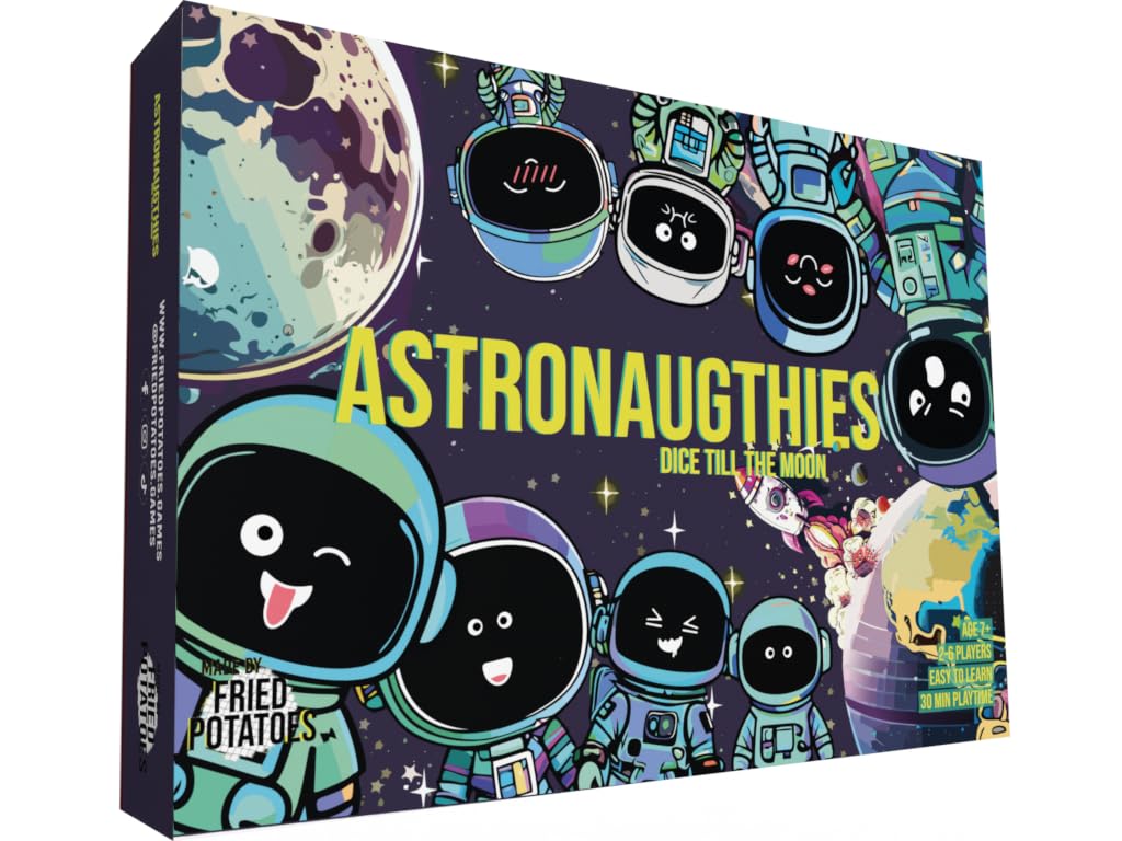Fried Potatoes ASTRONAUGTHIES: Dice till the Moon  Space-Themed Dice & Card Game | 2-6 Players | Ages 7+ | 30 min | Upgrade Your Rocket & Play Exciting Minigames | Fast-Paced, Replayable Fun