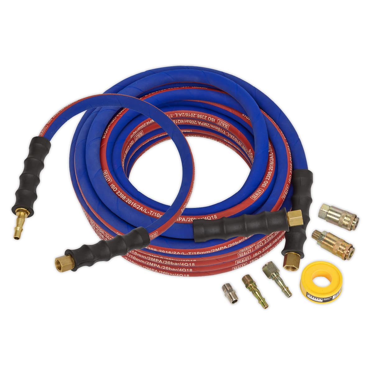 Sealey AHK02 Air Hose Kit Heavy-Duty 15mtr x Ø10mm with Connectors