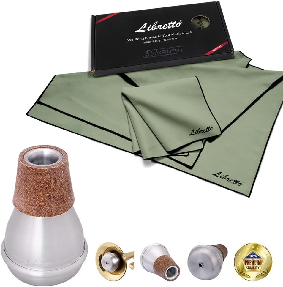 Libretto Trumpet Mute Silencer + Microfiber Polish Cloth for Musical Instrument
