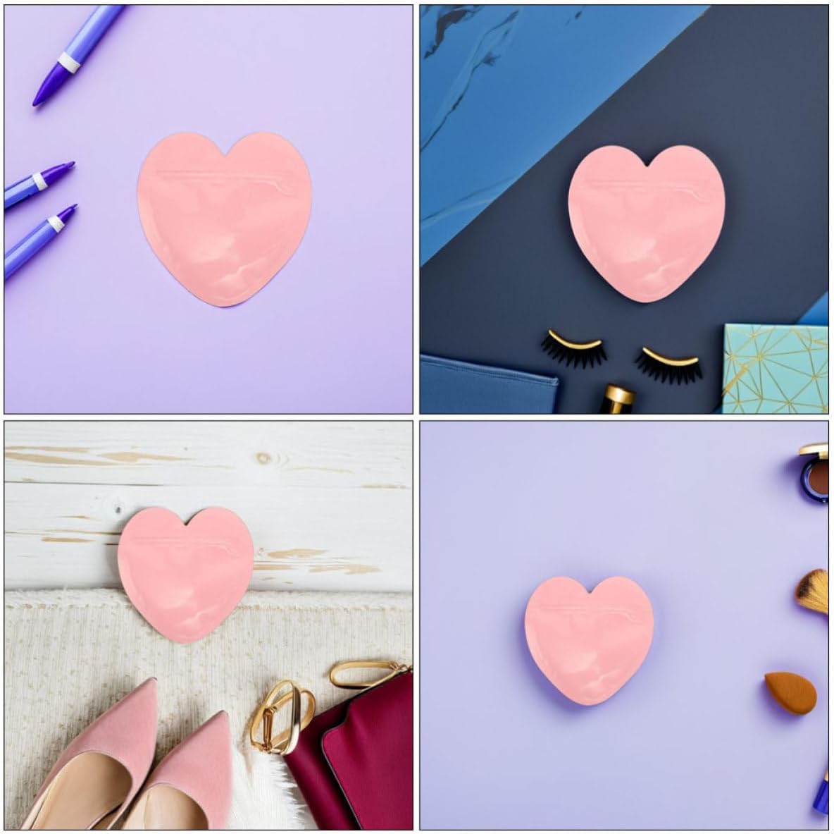 Hemoton Pink Heart Shaped Jewelry Bags Reusable Pouches 200pcs