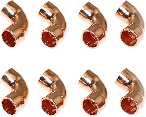 RLECS 8 unids 38 pulgadas ID 90 grados codo de cobre de giro corto conector de montaje de tubería de cobre accesorios de acoplamiento de cobre para