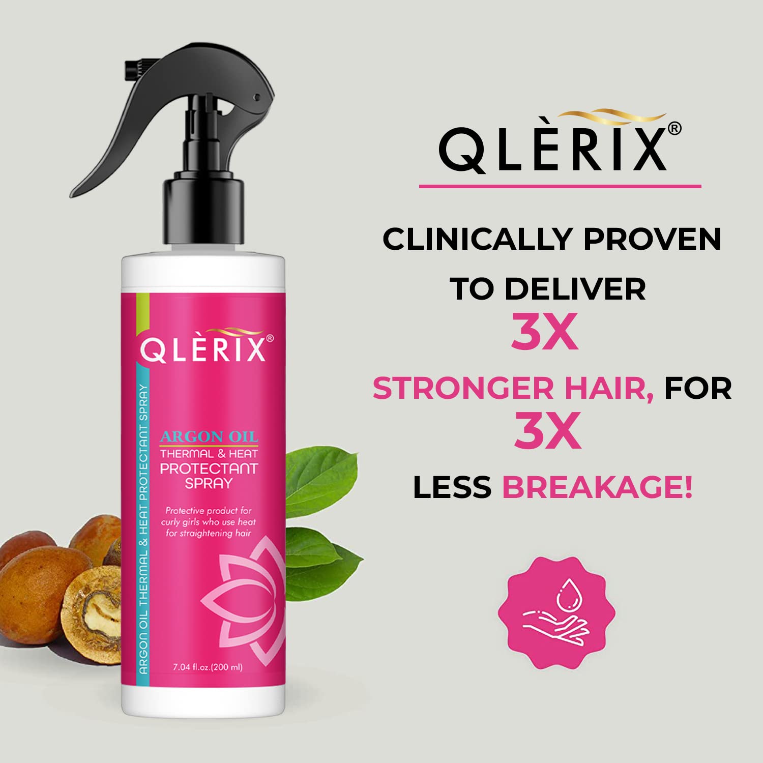 QLERIX Premium Hair Styling and Straightening Heat Protection Hair Spray with Keratin and Argon oil for Men and Women No Sulfate No Parabean 1