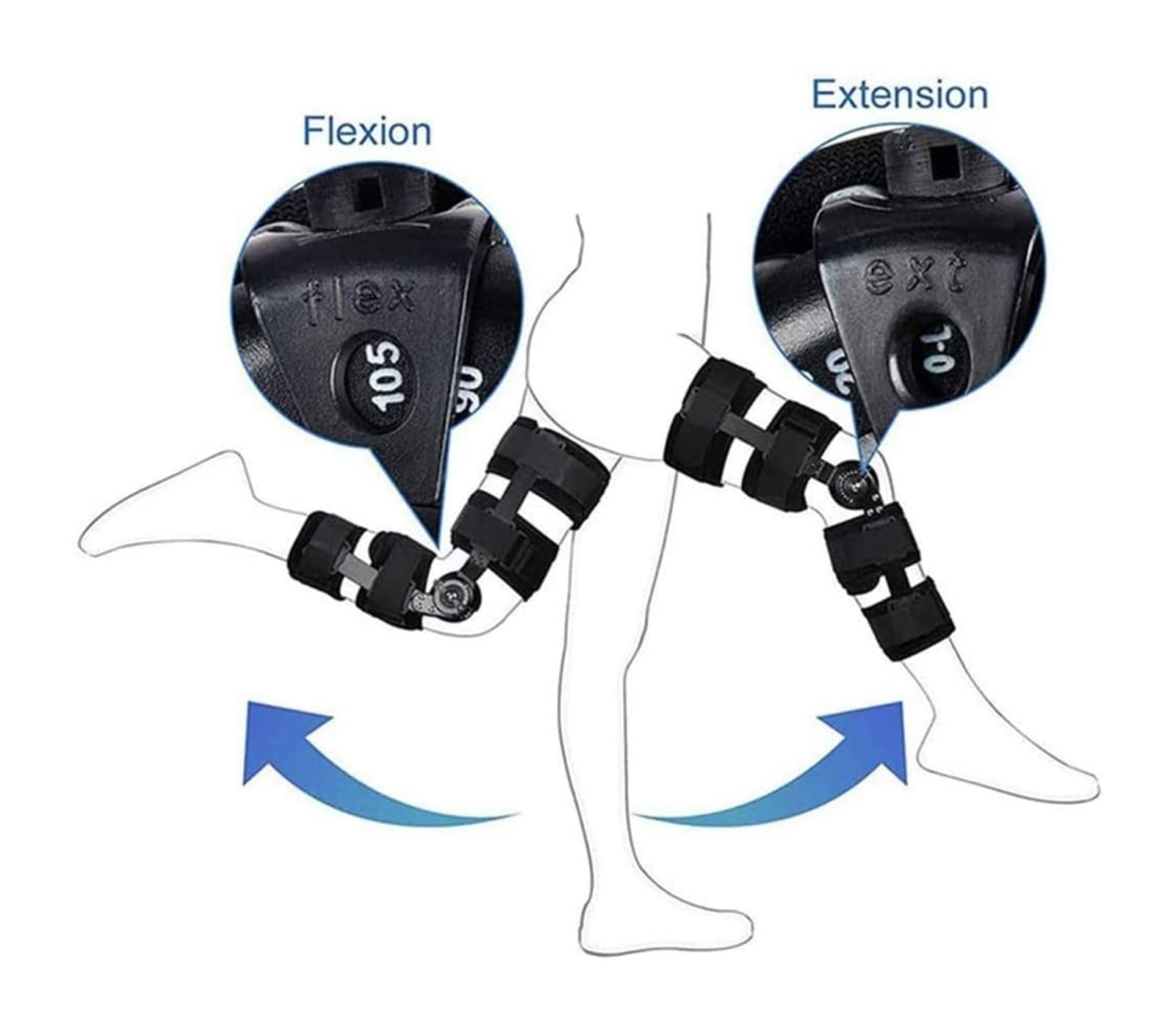 Ortesis ROM Ajustable Soporte de Rodilla Articulado Pierna con Bisagras Rodillera para Rehabilitación Rodilleras Soporte de fijación de la Articulación de la Rodilla Estabilizador de Pierna 22.7.27