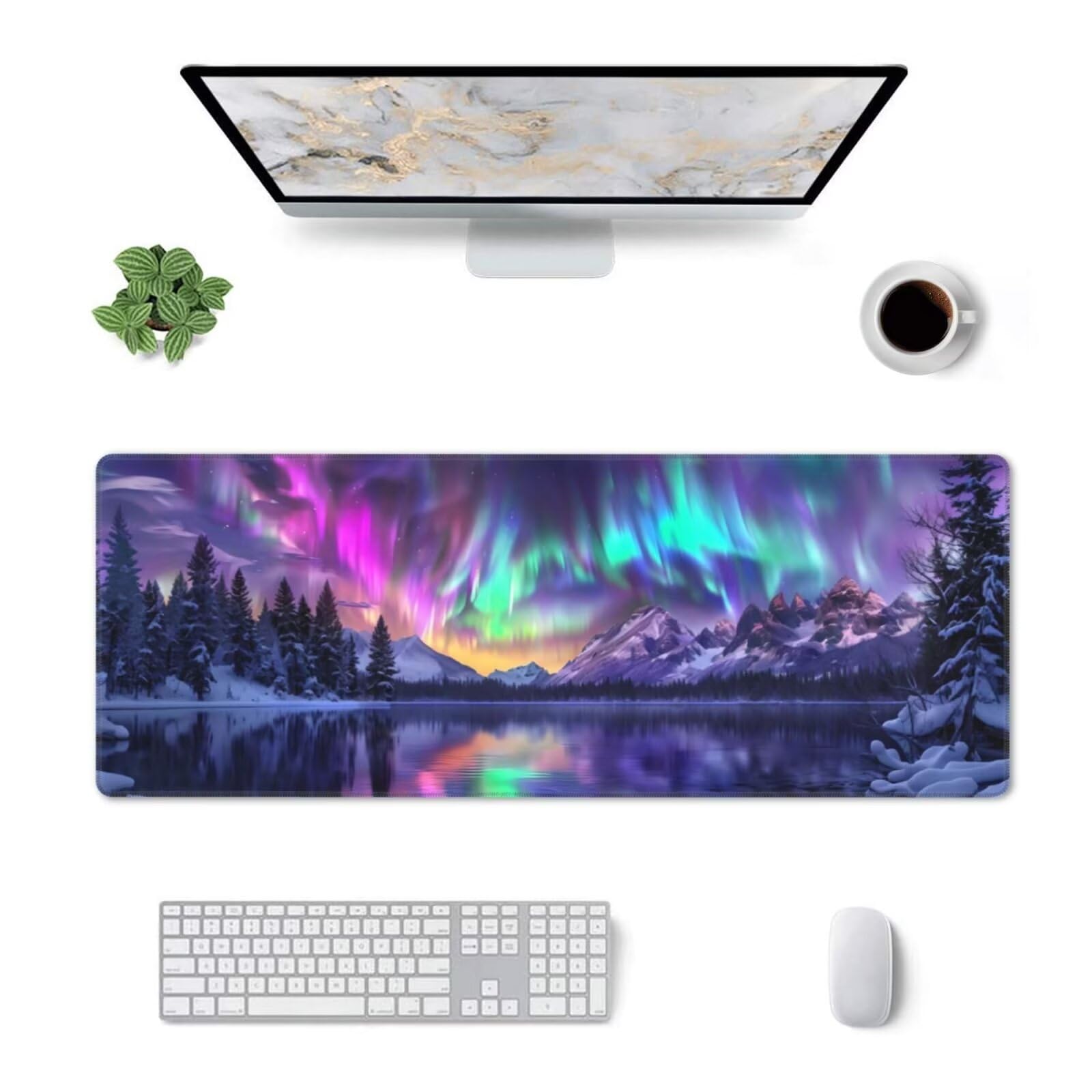 Tappetino Mouse, Tappetino Mouse Gaming Grande XXL 1500x800x3mm Tappetino Scrivania Mouse Pad, Base in Gomma Antiscivolo, Bordi Cuciti,Lavabile, Mousepad per Ufficio e Gaming (Paesaggio aurora) R-372