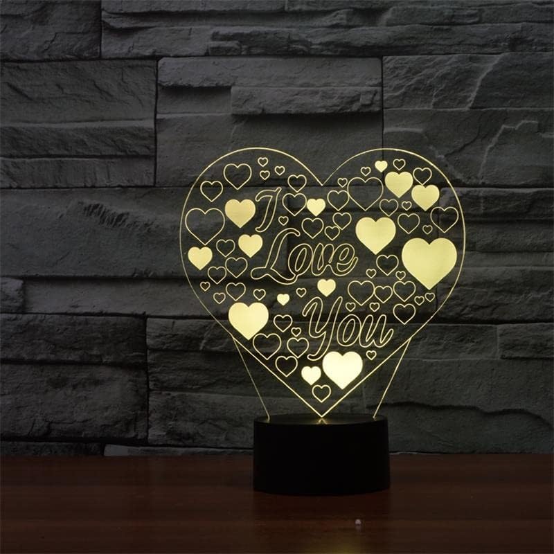 bpa3D Illusion LED Lamp, I Love U Heart Design Night Light, 7 Colors Changing, Smart Touch Button USB Powered, Amazing Creative Art Design for Home Décor