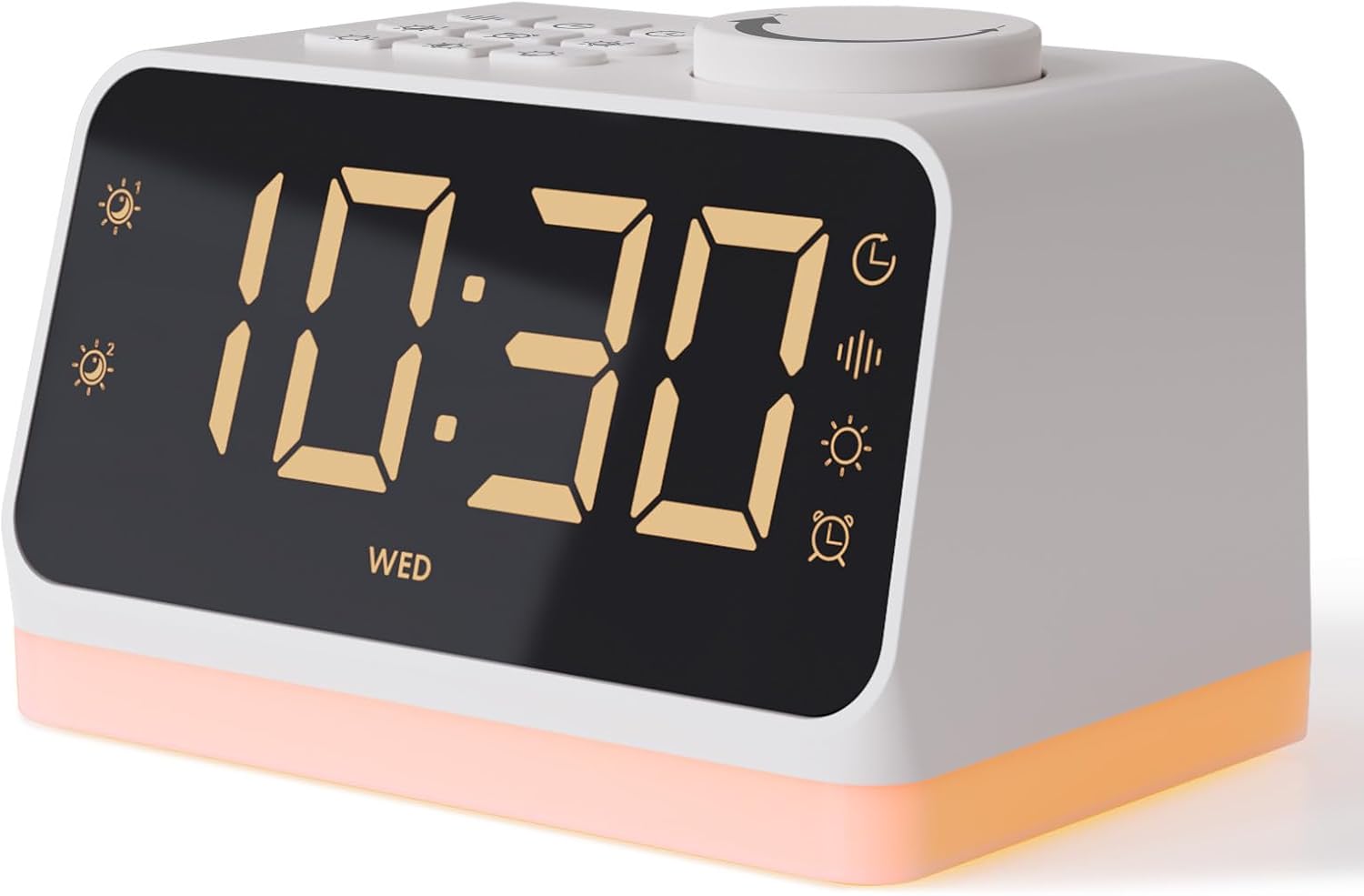 BABELIO White Noise Sound Machine & Alarm Clock, 17 Smoothing Sounds, 9 Night Light, Sleep Timer, 16-Level Volume Control, 4-in-1 Gentle Wake up White Noise Machine for Sleeping, Adults, Kids, Baby White Lark