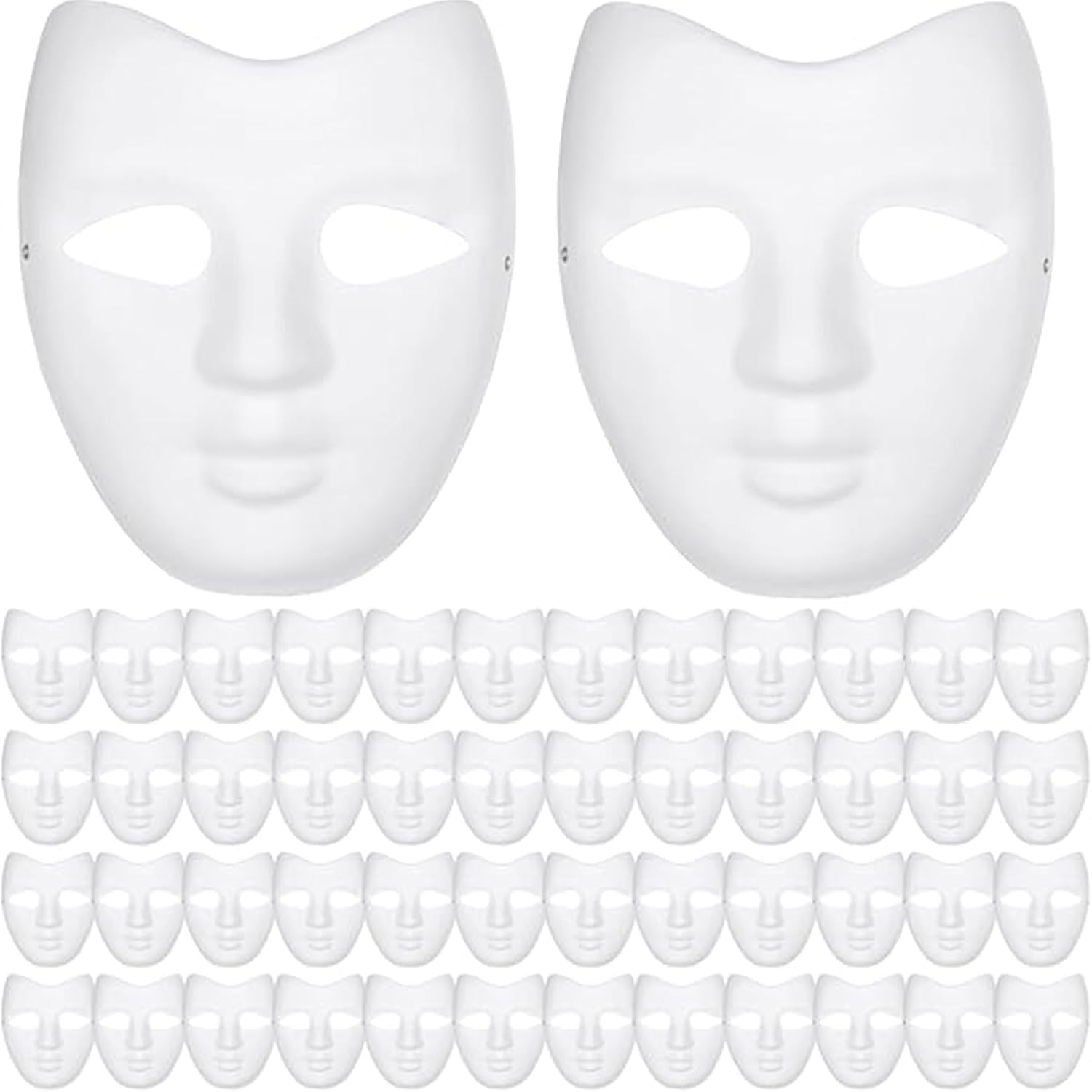 OMISTAR DIY Full Face Masks,50 Pcs Blank Paintable Paper Mask, White Masquerade Mask for Mardi Gras, Smooth Surface, Party Full Face Masks for Masquerade Parties,Halloween,Art for Women Men