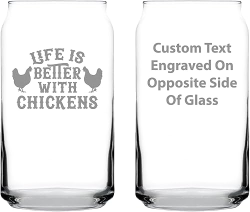 Miniatura 8 de Life is Better with Chickens - 16 oz Beer Can Pint Glass - Funny Chicken Gifts for Men & Women - Unique Drinking Decor