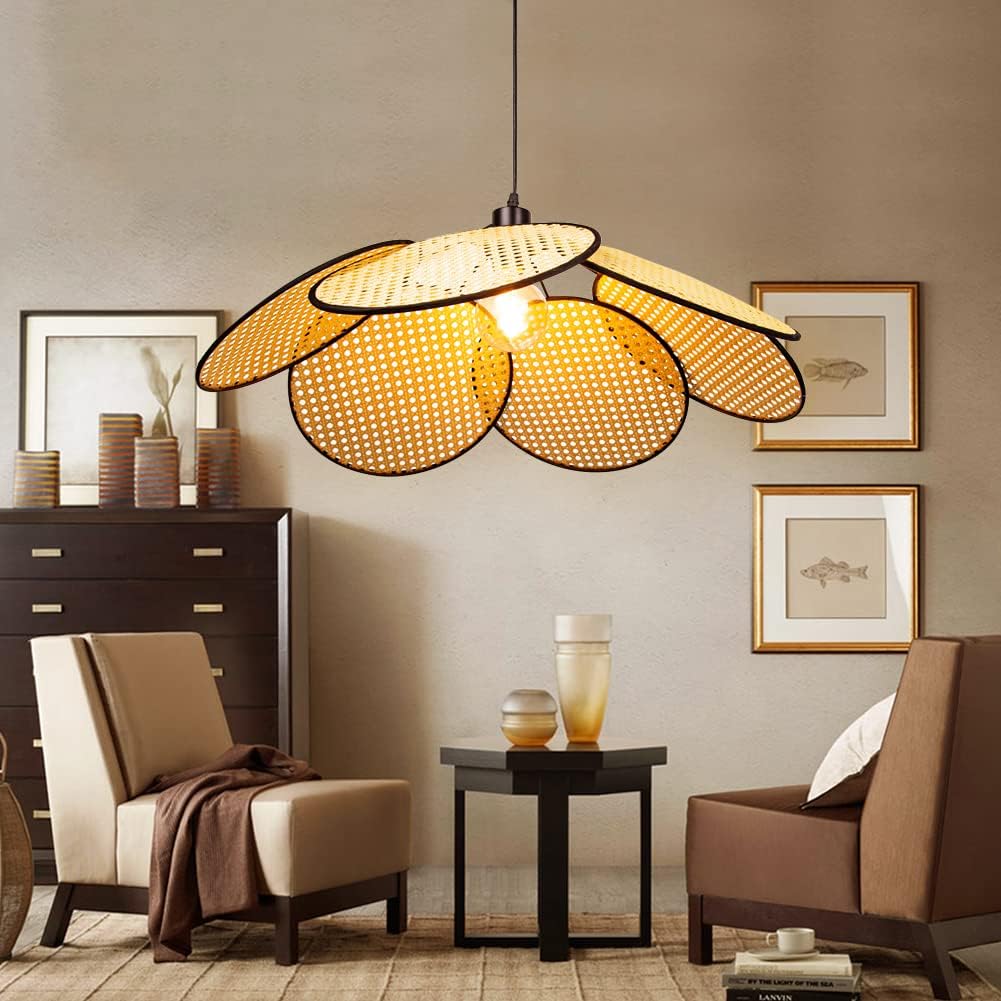 Buy Littleglovo Rattan Pendant Light, Wood Pendant Light Fixtures