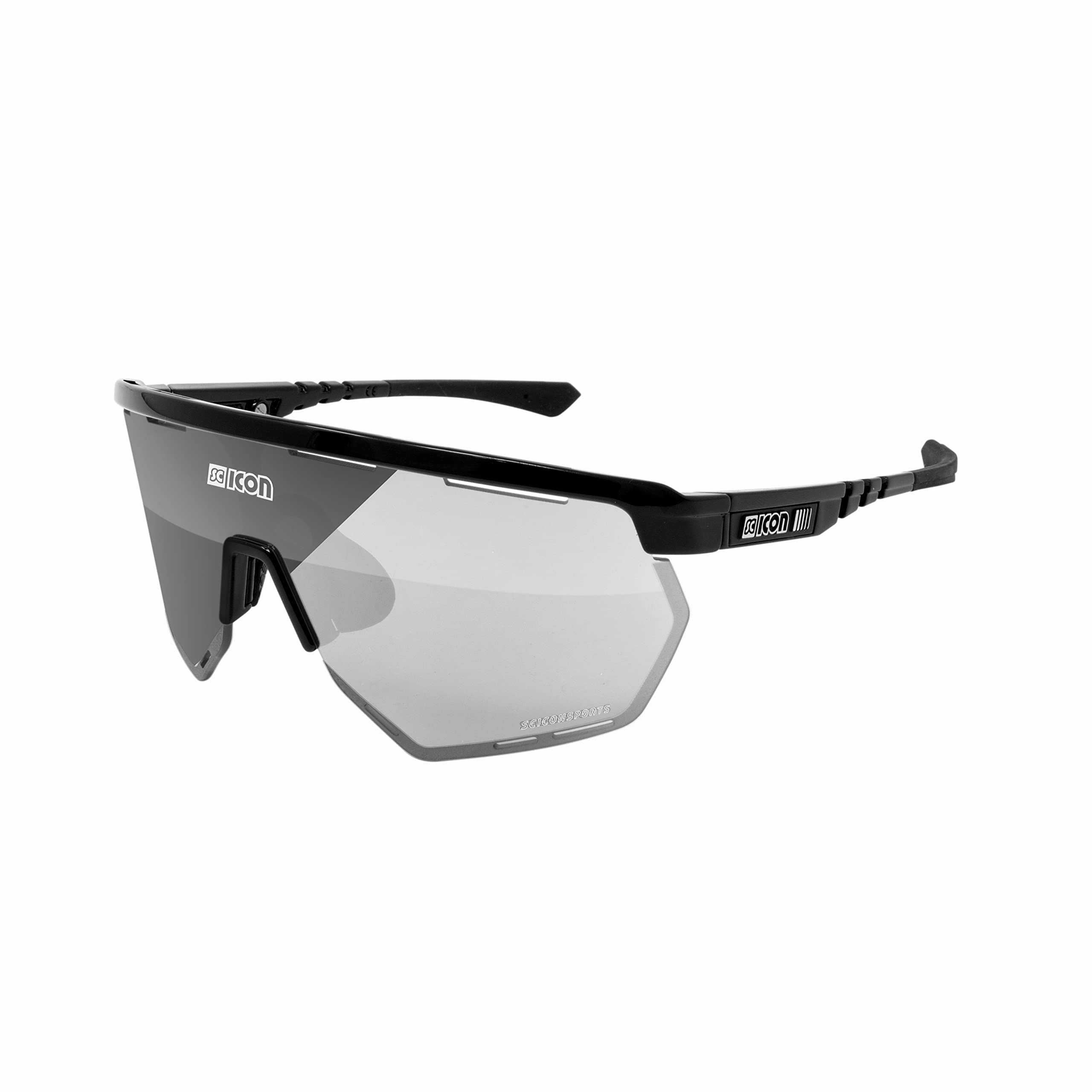 Scicon Sports Aerowing Occhiale Sportivo (Nero Lucido/Argento Fotocromatico)