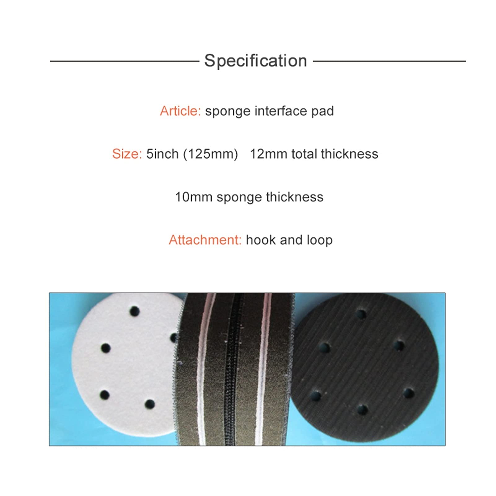 Almohadilla de Pulido Almohadilla de Interfaz Suave de 5 Pulgadas de 125 mm 125 mm y Almohadilla de Espuma Suave de Bucle for amortiguación y protección de la Almohadilla de Lijado (5 Paquetes)