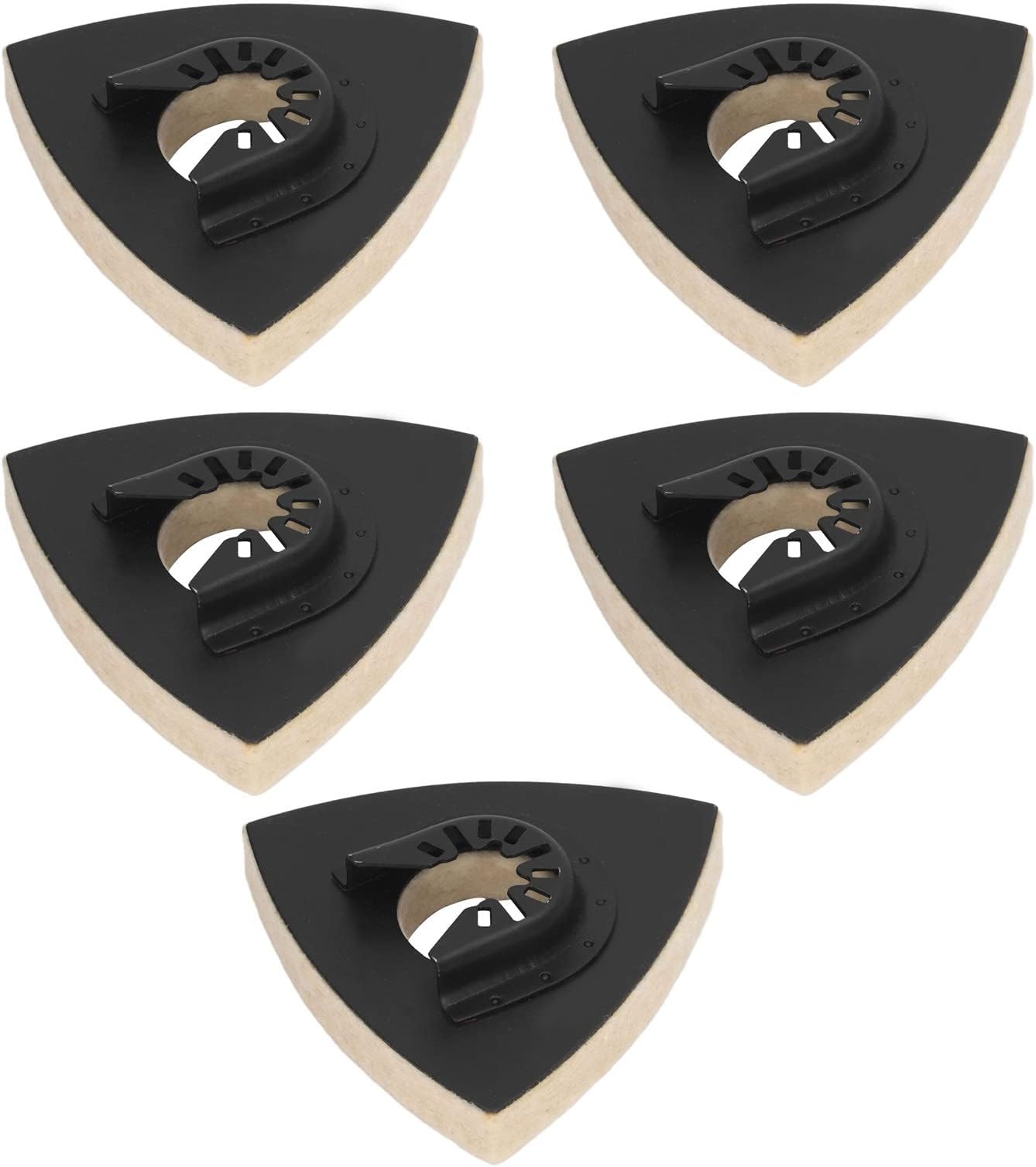 5PCS Wool Polishing Pad with Triangular Alloy Steel Base for Oscillating Tool - Stainless Steel, Brass, Silver, Gold, Glazed Stone Buffing Pad