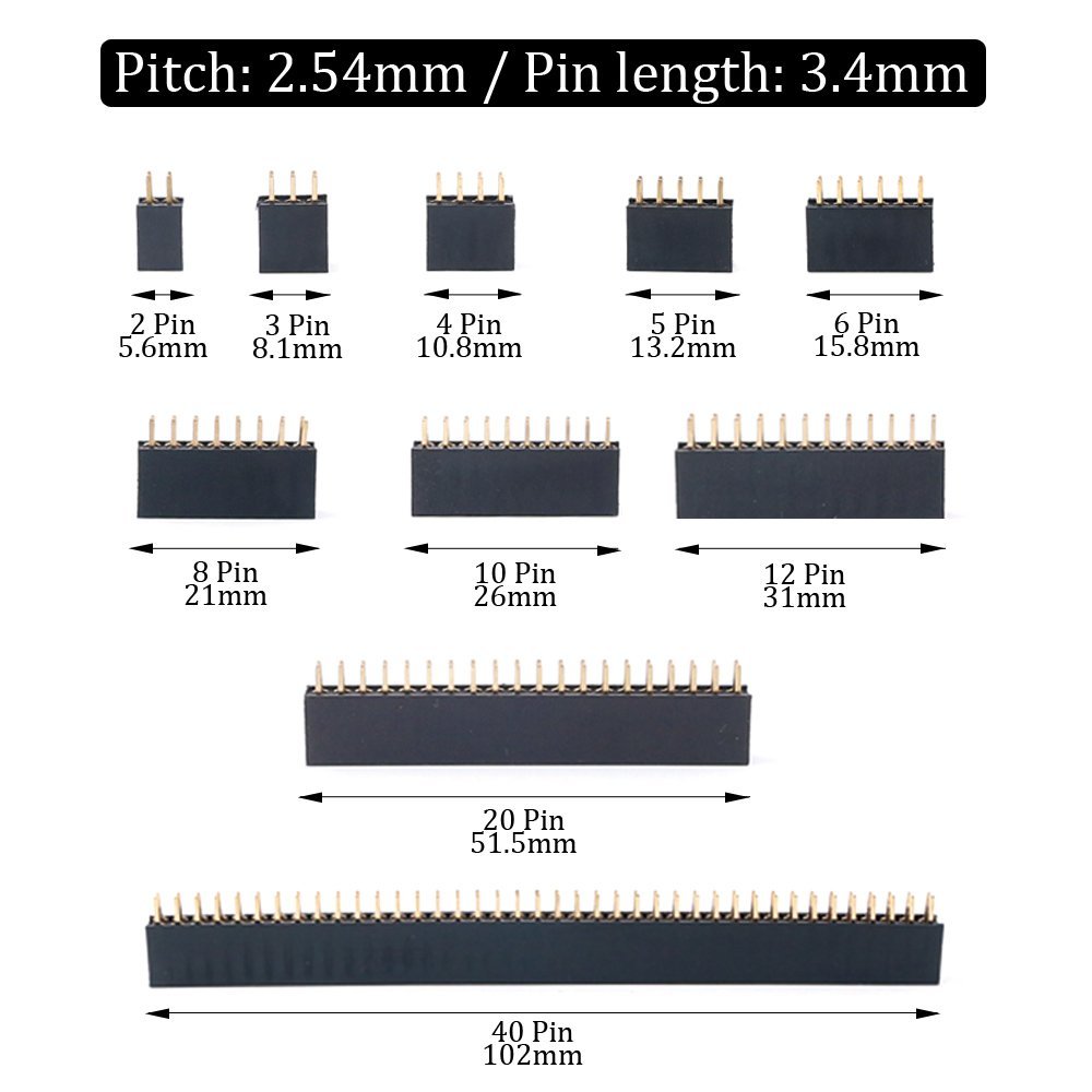 Glarks Lot de 80 connecteurs femelles droites à double rangée de 2,54 mm pour prototype Arduino (double rangée)