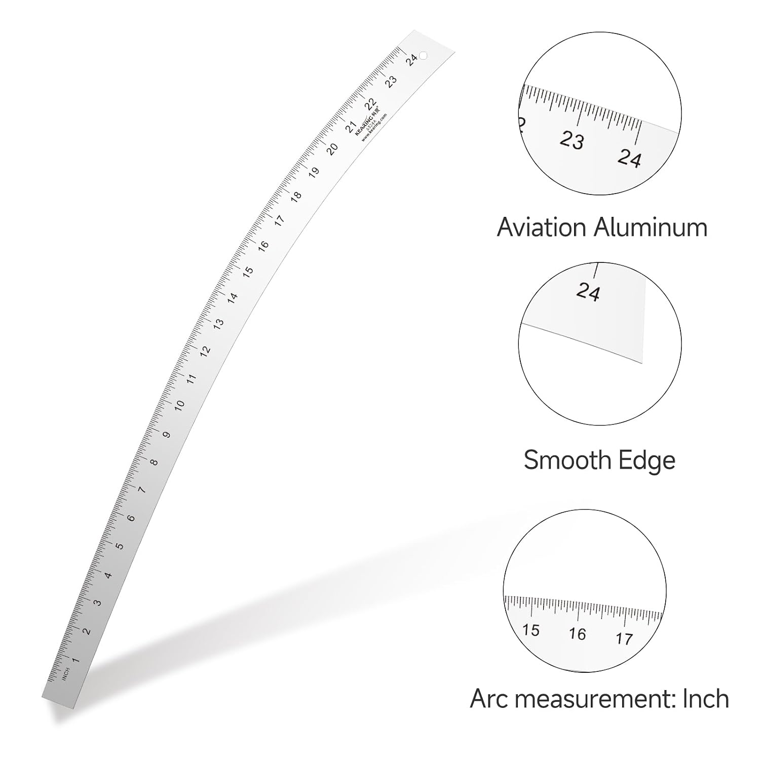 Kearing 24 Inch French Curve Ruler, Hip Curve Ruler for Pattern Making, Vary Form Curve Ruler Aviation Quality Aluminum Fashion Designer's Ruler for Sewing, Quilting, Design