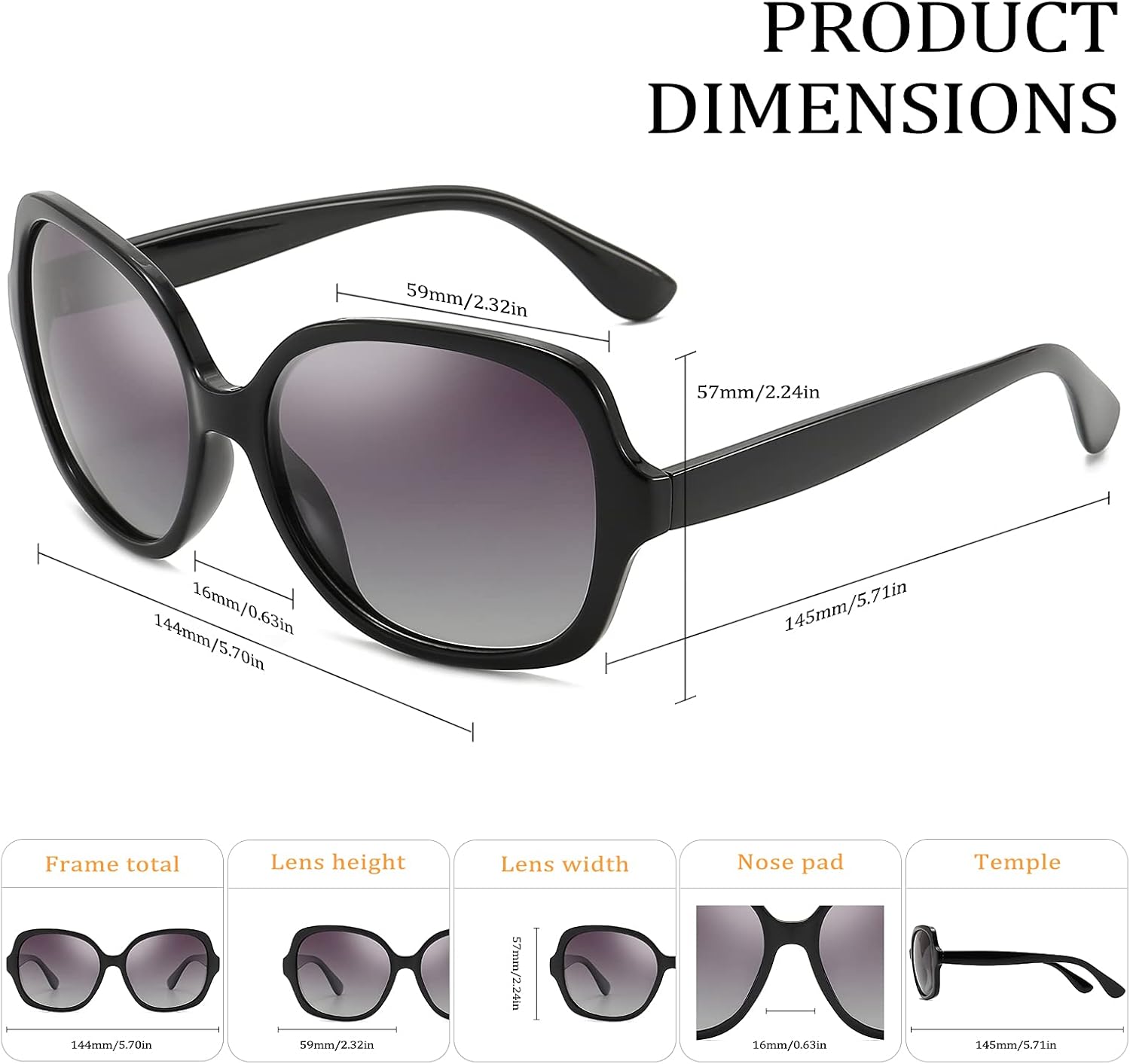 Dollger Oversized Polarized Sunglasses For Women Men Large Square UV Protection Shades for Ladies - Image 6