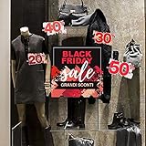 kina - UVBF0017 - Pegatinas para Ventanas de Escaparates de Cristal - Black Friday Grandes Descuentos - Medidas 60x35 cm - Escaparate Tiendas para Black Friday, Stickers