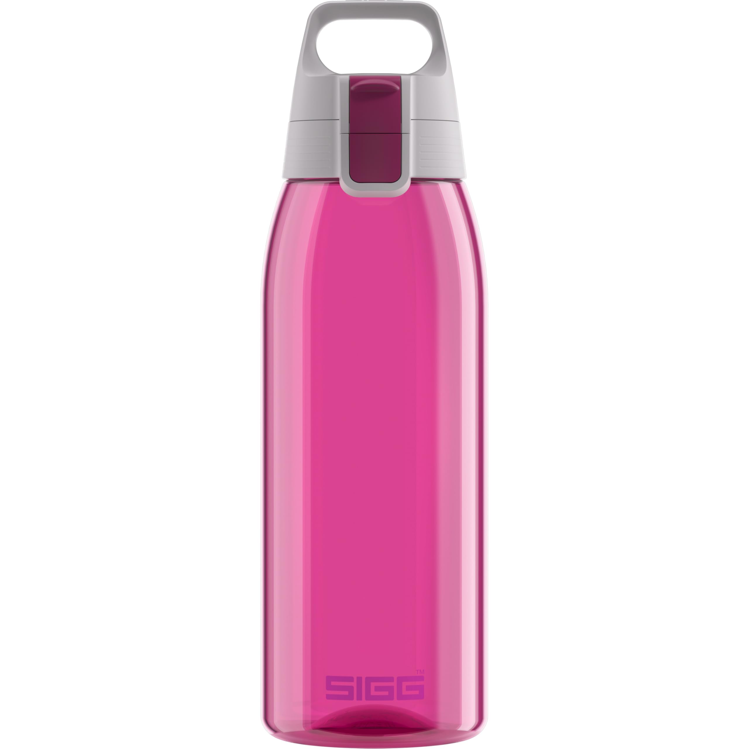 Sigg - Tritan Water Bottle - Total Color ONE Berry - Suitable For Carbonated Beverages - Dishwasher Safe - Leakproof - Lightweight - BPA Free - 1L