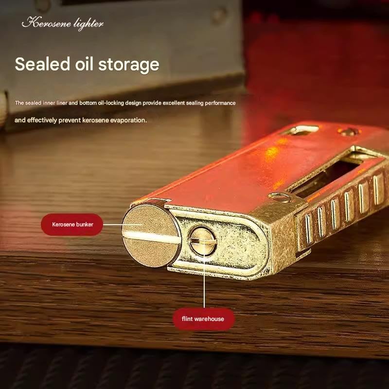 Image of Smoke King Vintage Triple Side Switchable Flame Lighter (Gold) Unique Antique Style Refillable Lighter